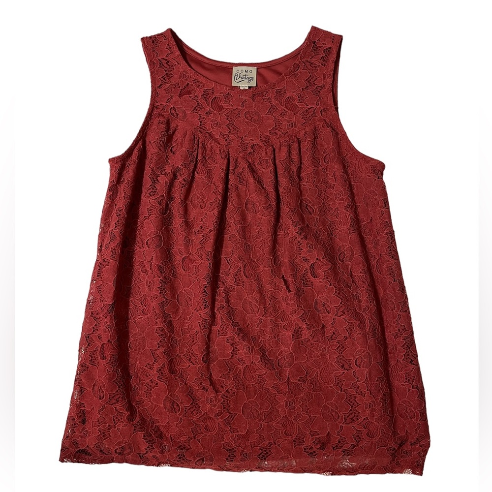 NWT Como Vintage Lace Tank Top Womens Size Small Lined Sleeveless Boho feminine